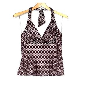 NWT LANDS END Moroccan Tile Brown Halter Swim Top